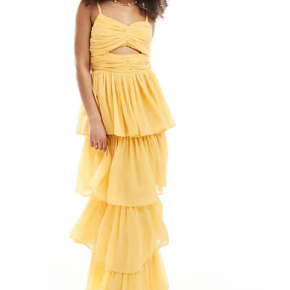 Anaya with love Marigold (Yellow) Tiered Maxi Dress Size 6 (NWT)